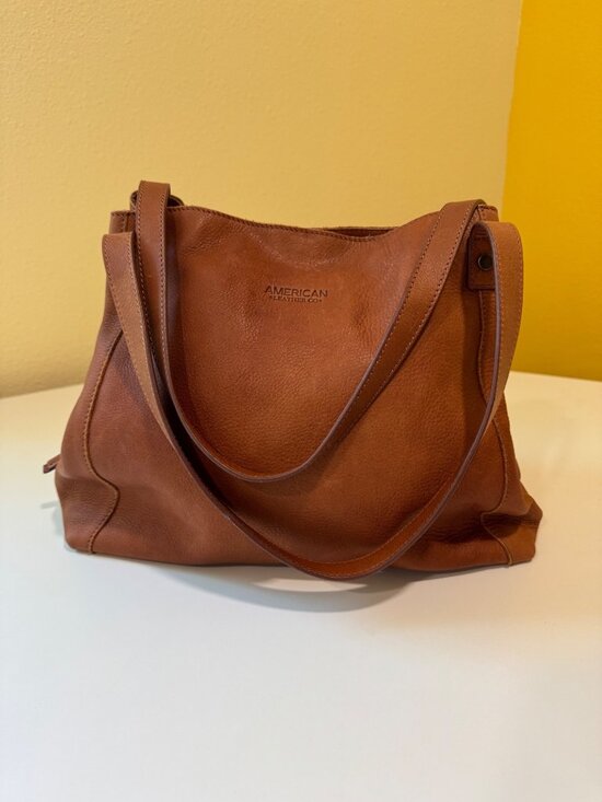 American Leather Co. Handbags - American Leather Co. Liberty Shopper Tote Bag Cognac Brown Genuine Leather